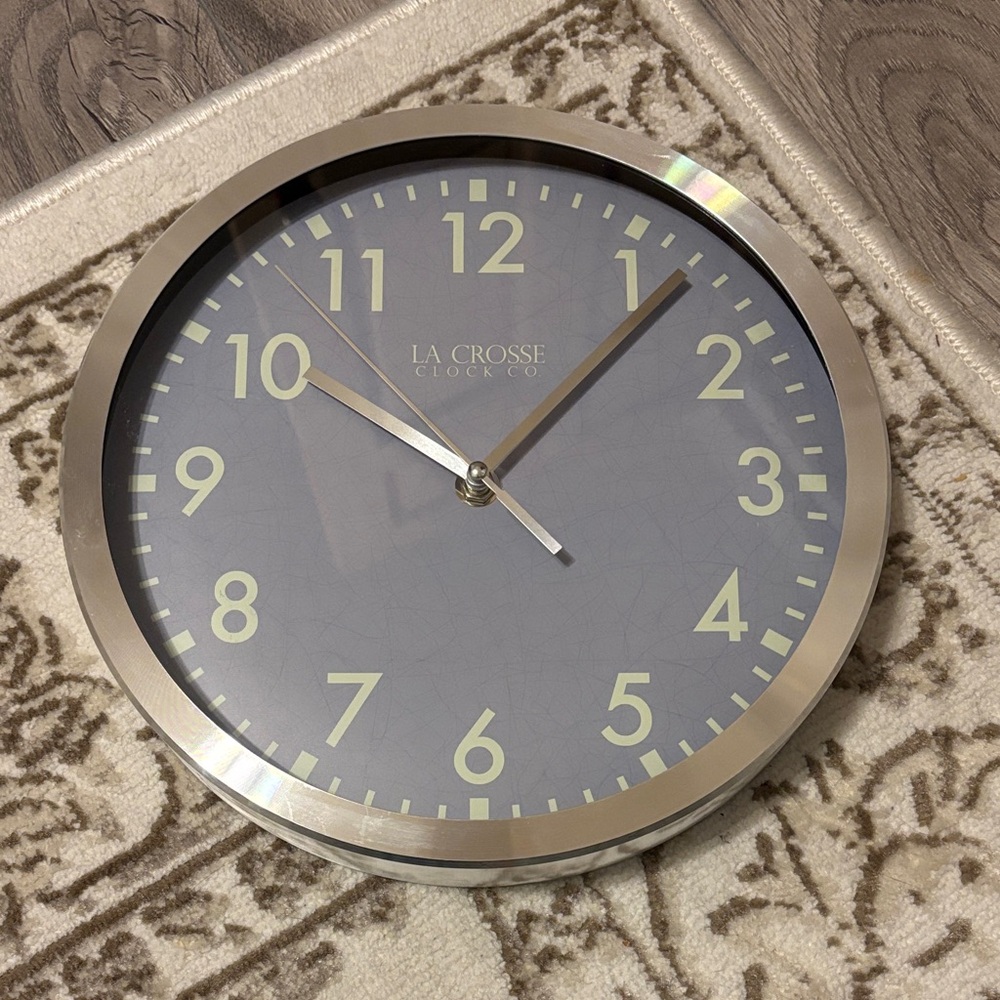 LaCrosse Silver and Blue Wall Clock